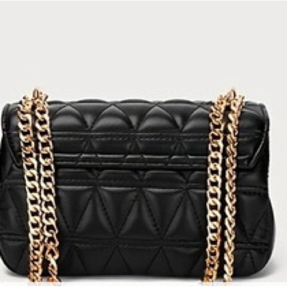 New Black and Gold Quilted Crossbody Bag with Chain Strap - Picture 4 of 7